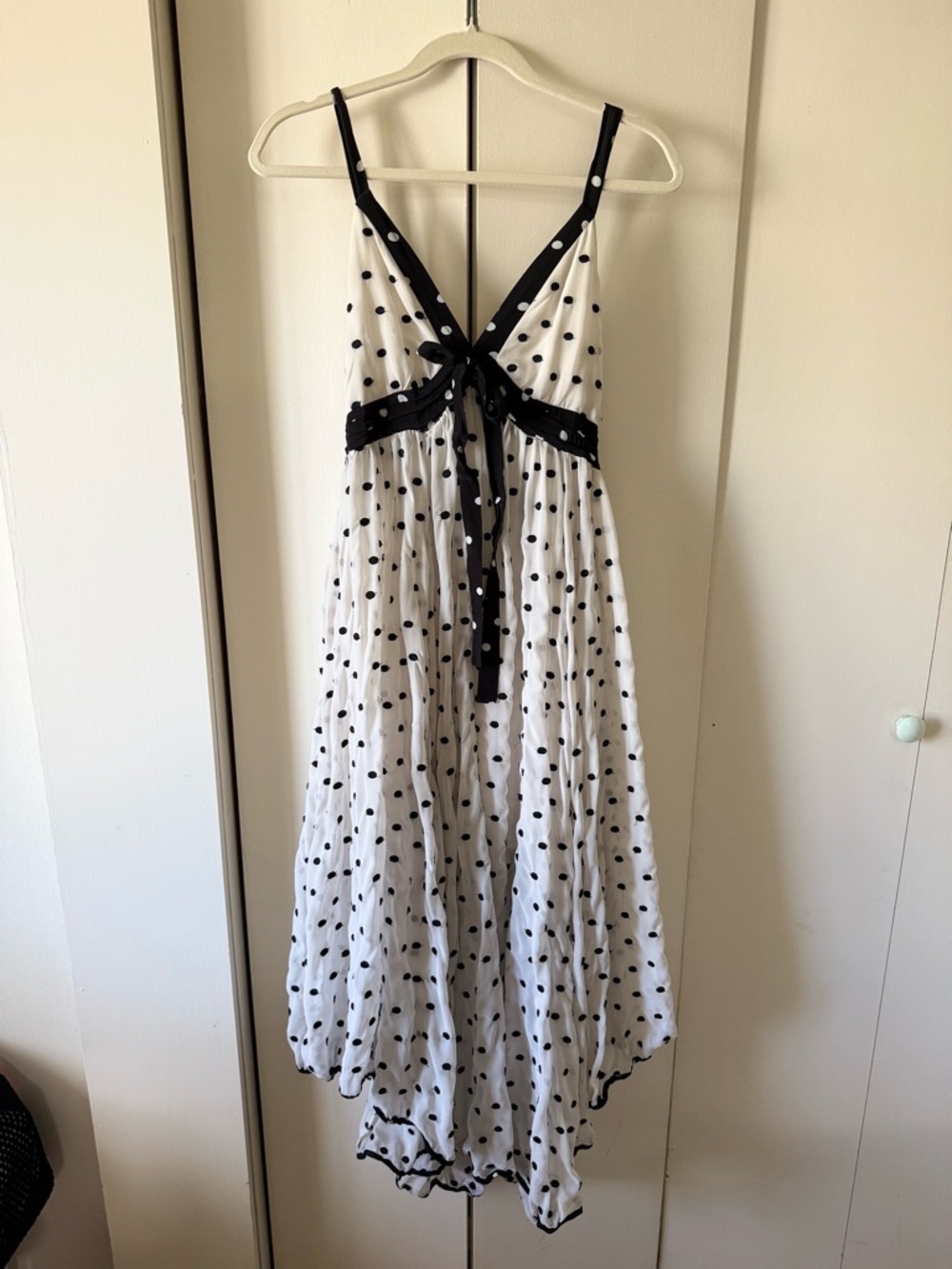Anthropologie Maeve Polka Dot Sleeveless V-Neck Midi Slip Dress - Picture 4 of 9